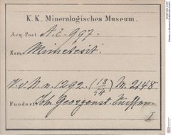 Etiketten zu Mimetesit (NHMW-MIN-Ac997)